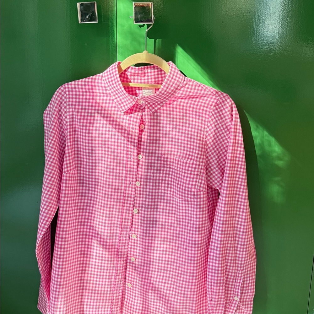 Pink Gingham Button-Up Shirt